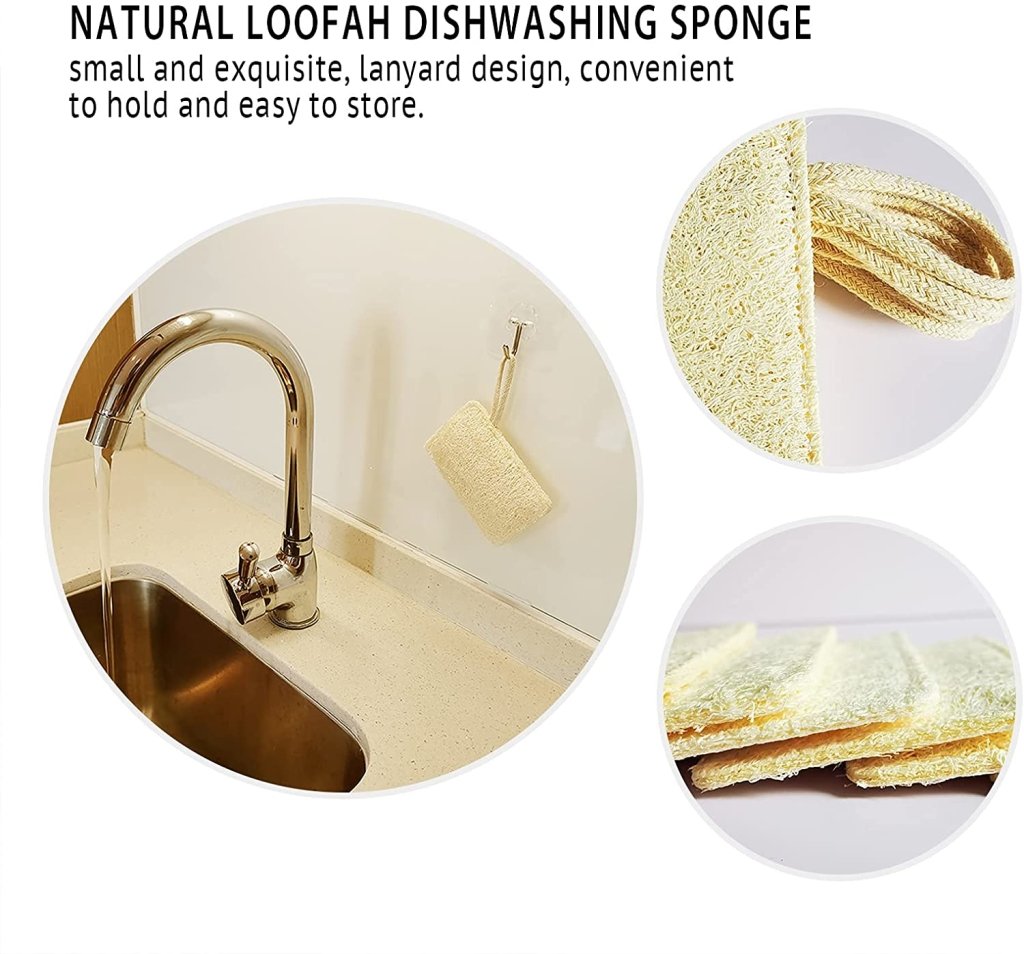 Natural Loofah Dish Sponges - 6 Pack