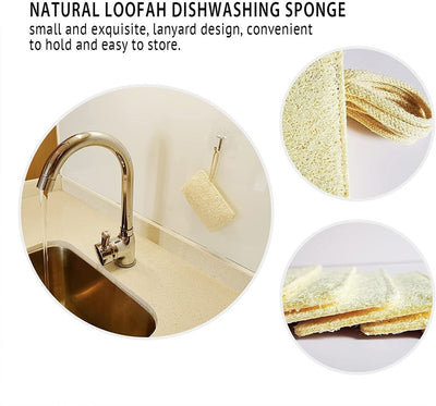 Natural Loofah Dish Sponges - 6 Pack