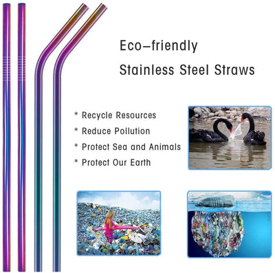 Stainless Steel Straws - 8 Pack